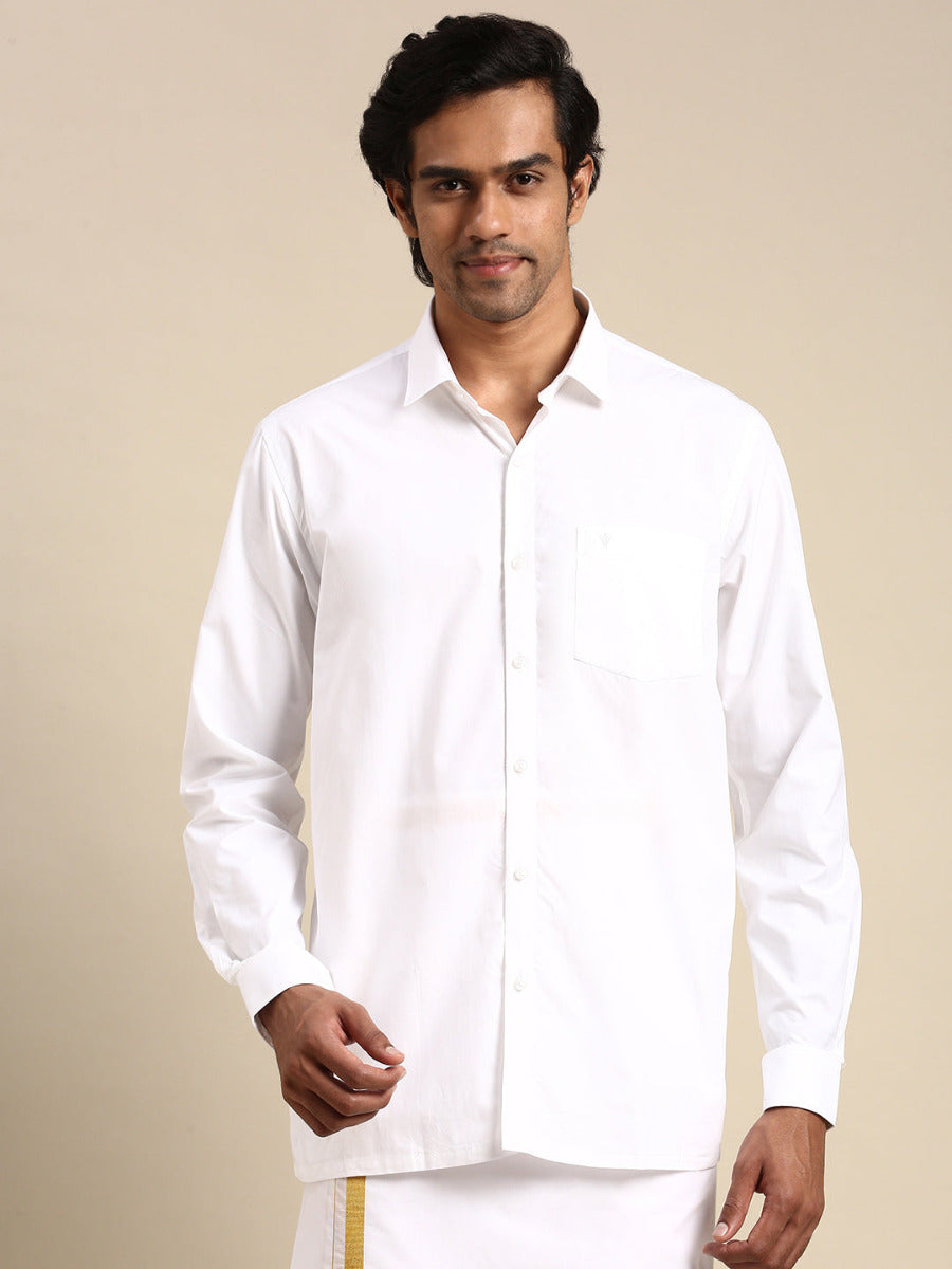 Mens Premium Pure Cotton White Shirt Full Sleeves Ultimate R4