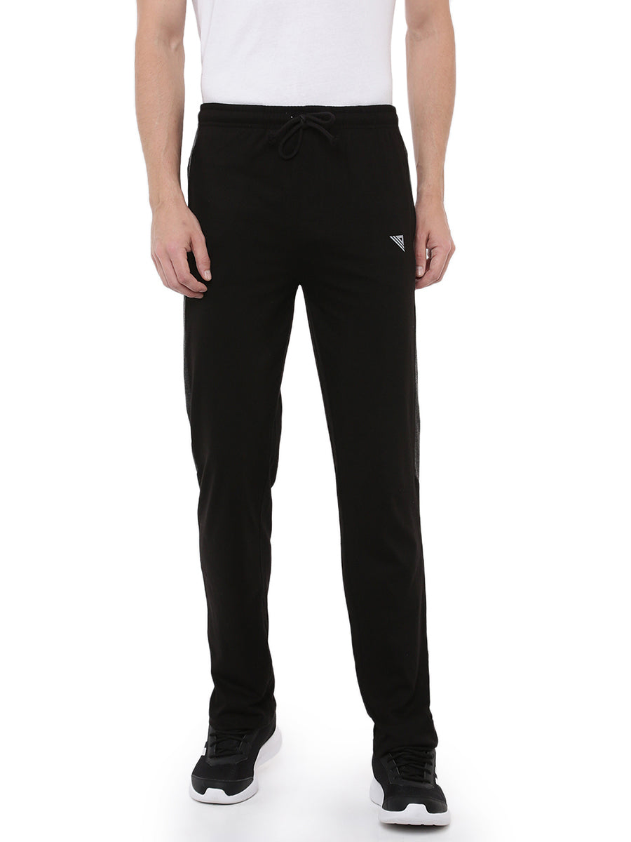 Super Combed Cotton Side Sew Panel Smart Fit Trackpants Black