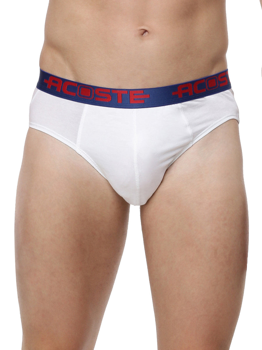 Soft Combed Rib White Outer Elastic Brief Acoste 1015 (2PCs Pack)