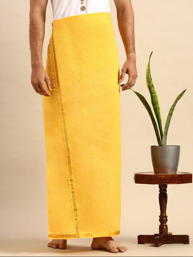 Mens Color Dhoti with 3/4" Gold Jari Border Cosmic 2 GLD