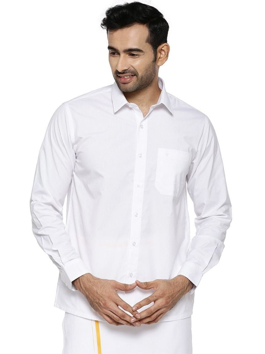 Mens Cotton White Shirt Full Sleeves Plus Size Soft Touch