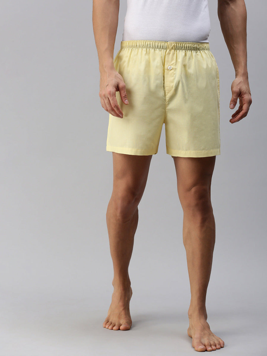 Mens Woven Boxer Shorts Plain Yellow WS2