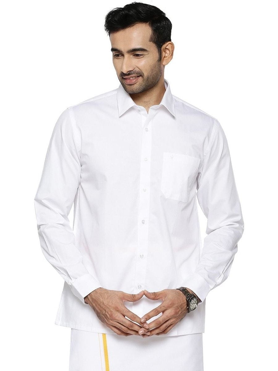 Mens 100% Cotton Full Sleeves White Shirt Super Faast