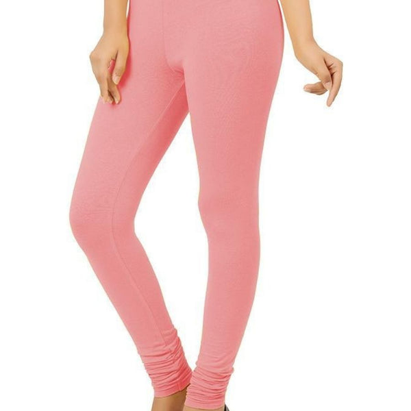 Churidar Fit Mixed Cotton with Spandex Stretchable Leggings Shel Pink
