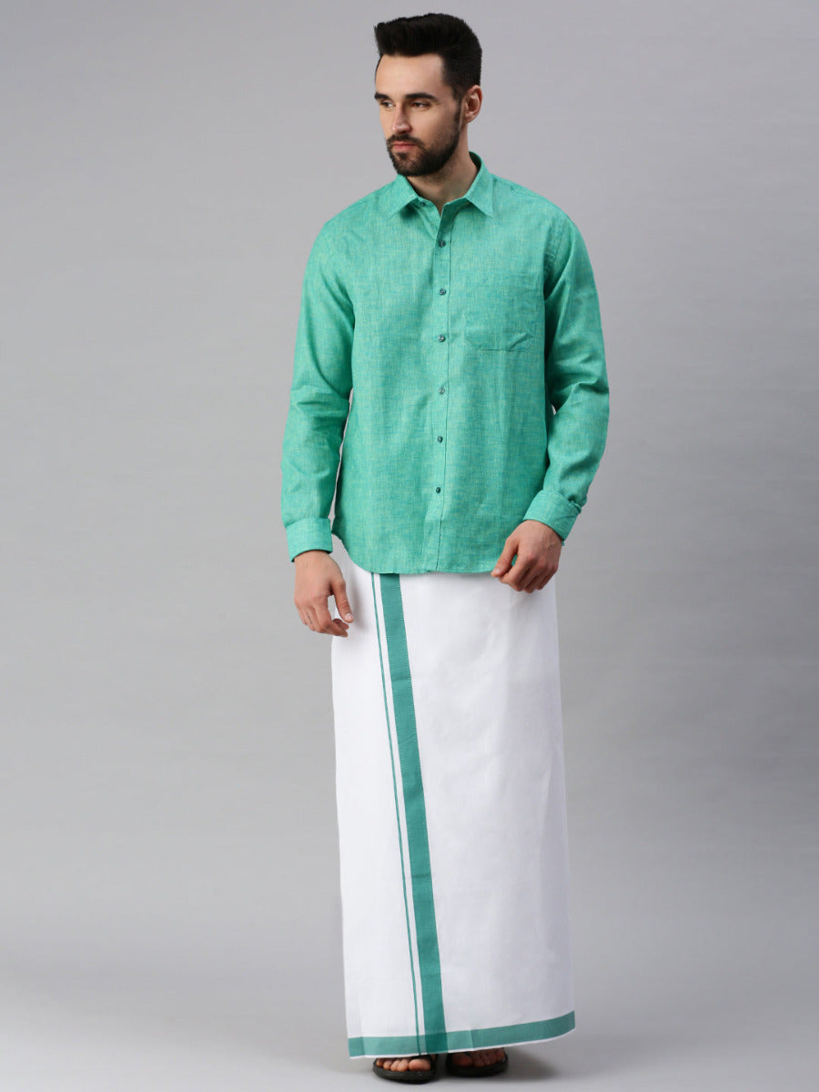 Mens Matching Border Dhoti & Full Sleeves Shirt Set Trendy CC7