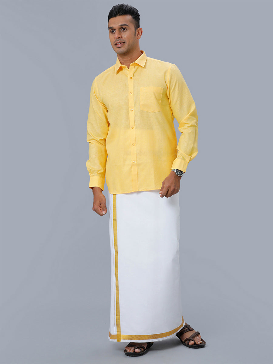 Mens Formal Shirt Full Sleeves Yellow T26 TB4-Full view