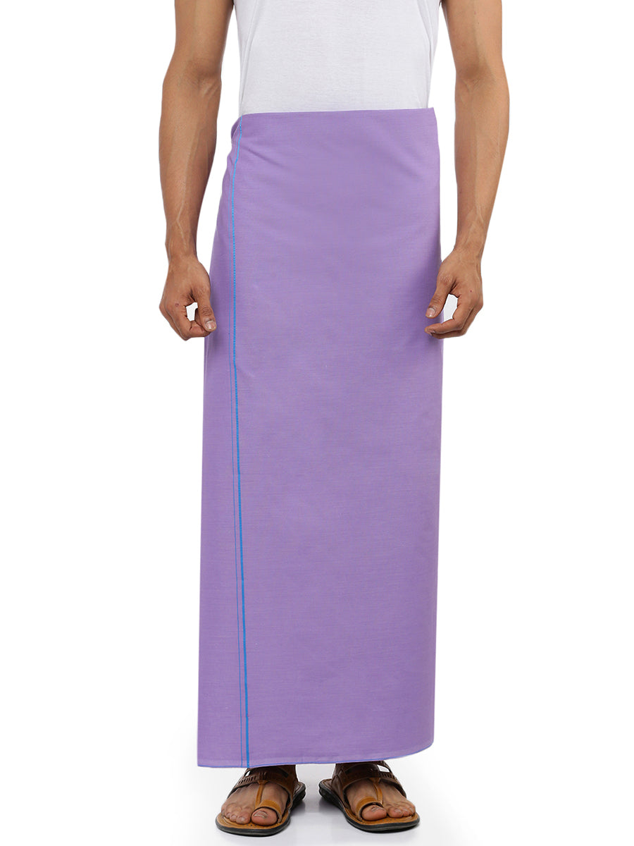 Mens Color Dhoti with Small Border Astra Lavender