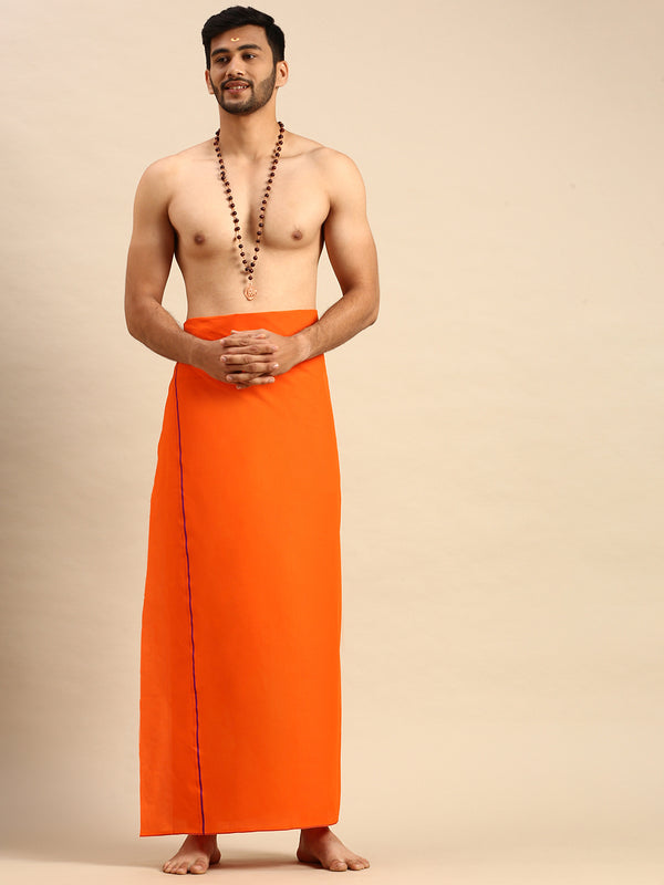 Mens Color Dhoti with Small Border Sudhan Orange