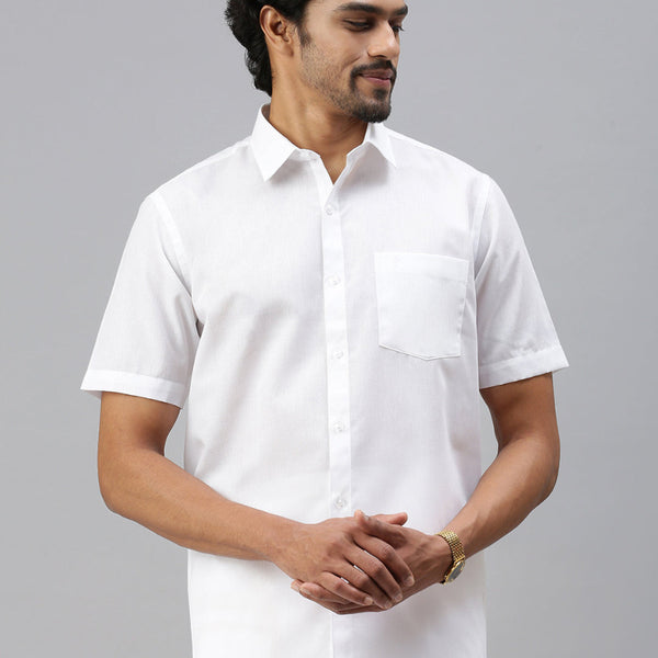 Men's Ramraj White Formal Shirt - Half Sleeve