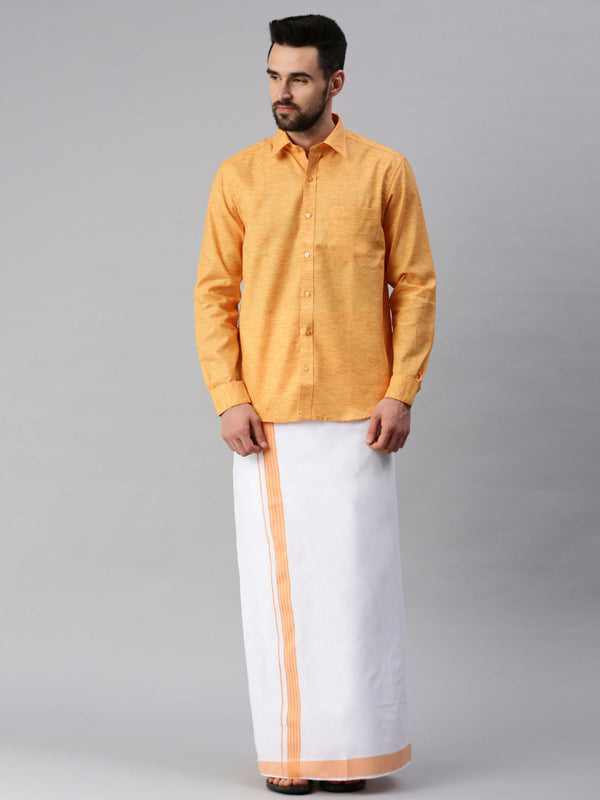 Mens Matching Border Dhoti & Full Sleeves Shirt Set Trendy CC2
