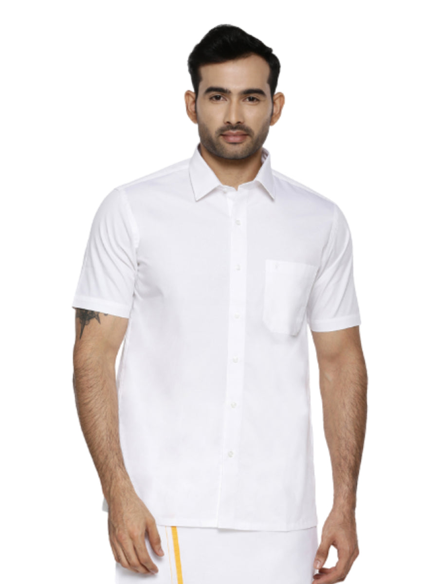 Mens 100% Cotton White Shirt Half Sleeves RR Image