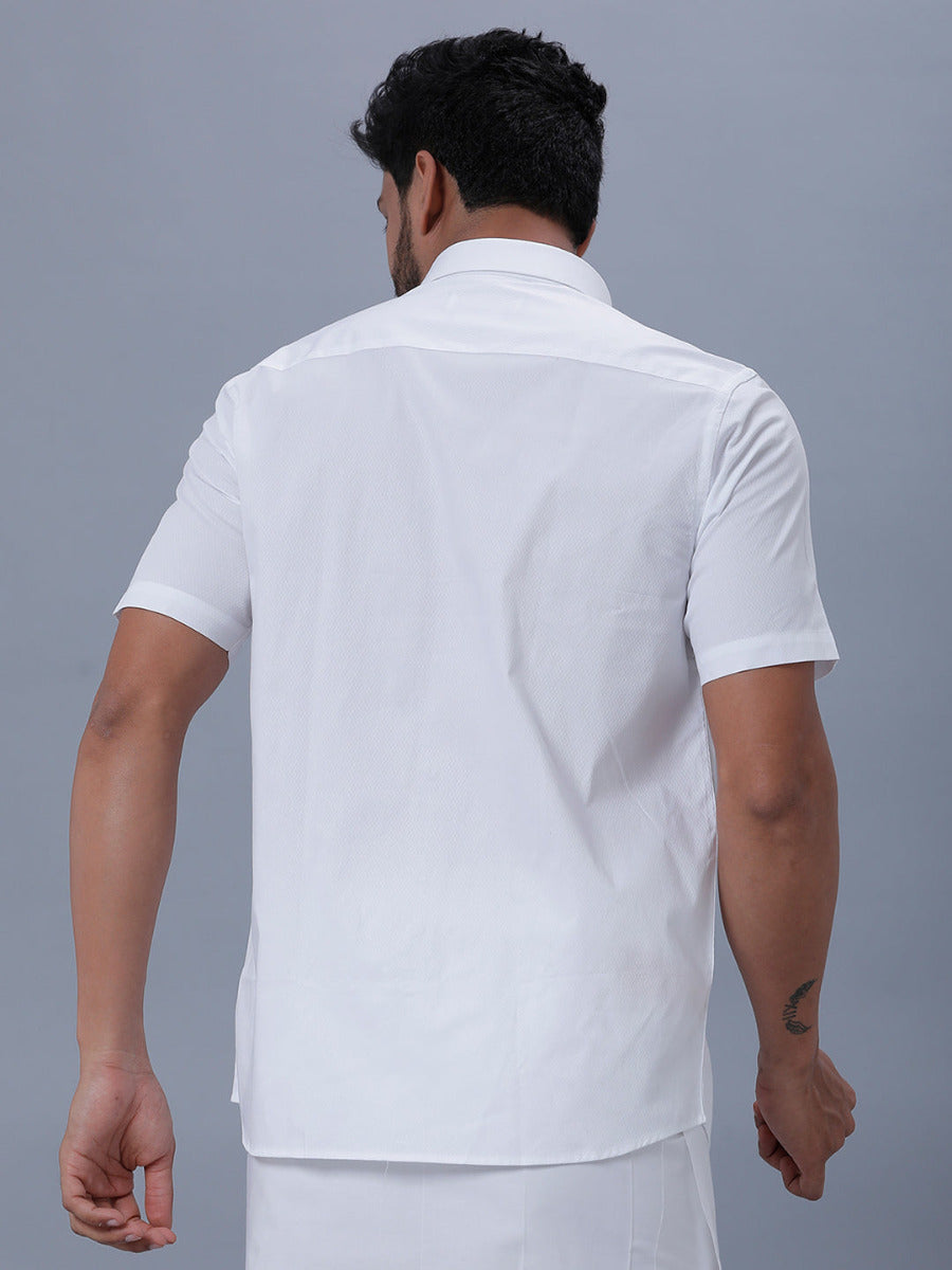 Mens Cotton White Half Sleeves Shirt Unicorn 10-Back view