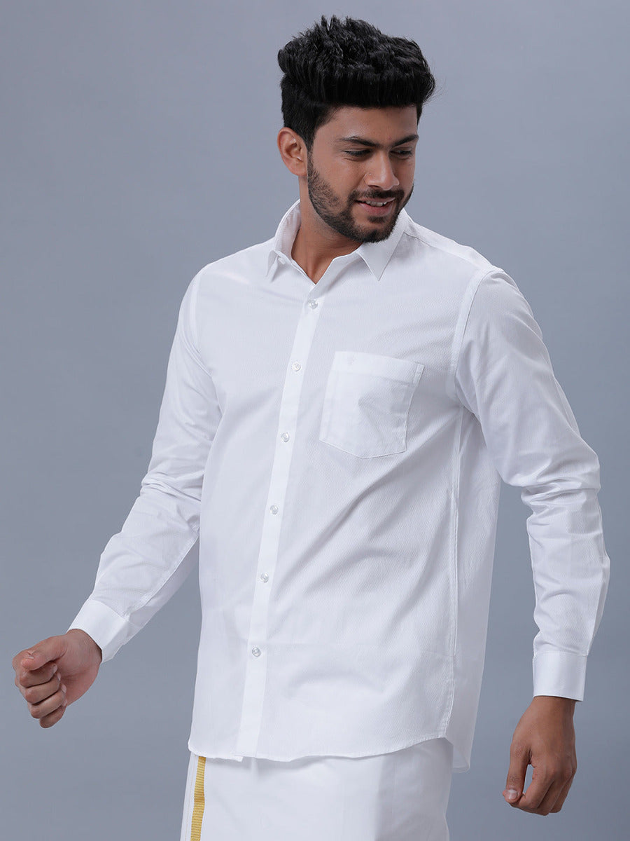Mens Cotton White Full Sleeves Shirt Unicorn 10-Side view