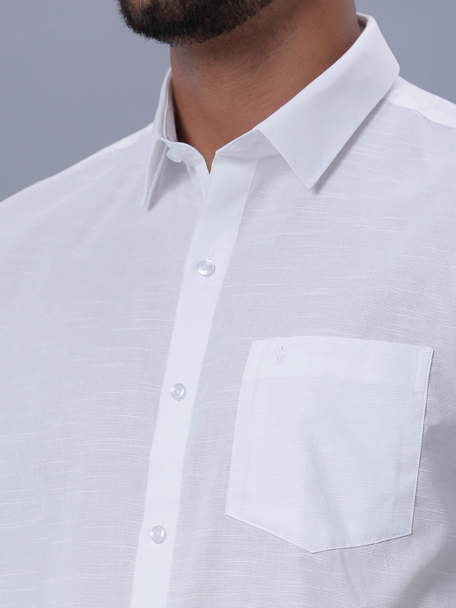 Mens Cotton White Half Sleeves Shirt Celebrity White 32 -Zoom view