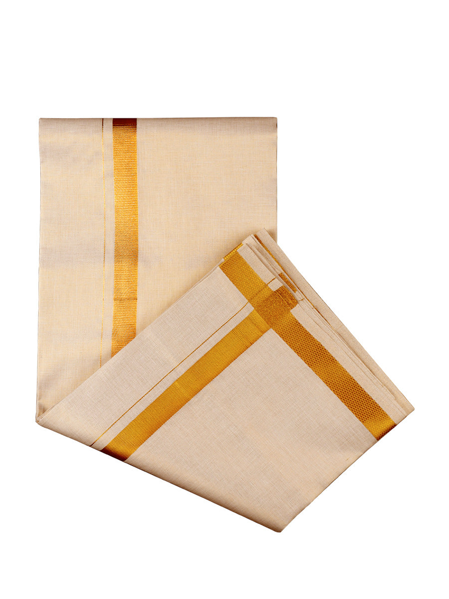 Mens Tissue Unstitched Shirt & Dhoti Celebrity Set Gold-View two