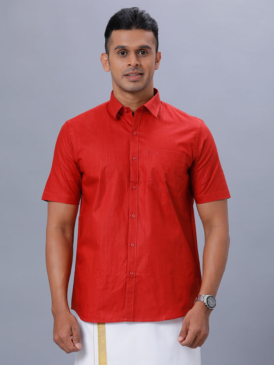 Mens 100% cotton Formal Half Sleeves Red Shirt T37 TM6