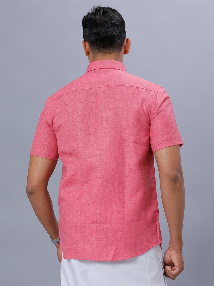 Mens Formal Shirt Half Sleeves Dark Pink T7 CG9