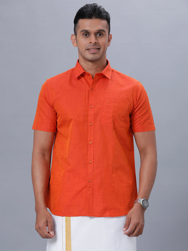 Mens Formal Shirt Half Sleeves Orange T20 CR3