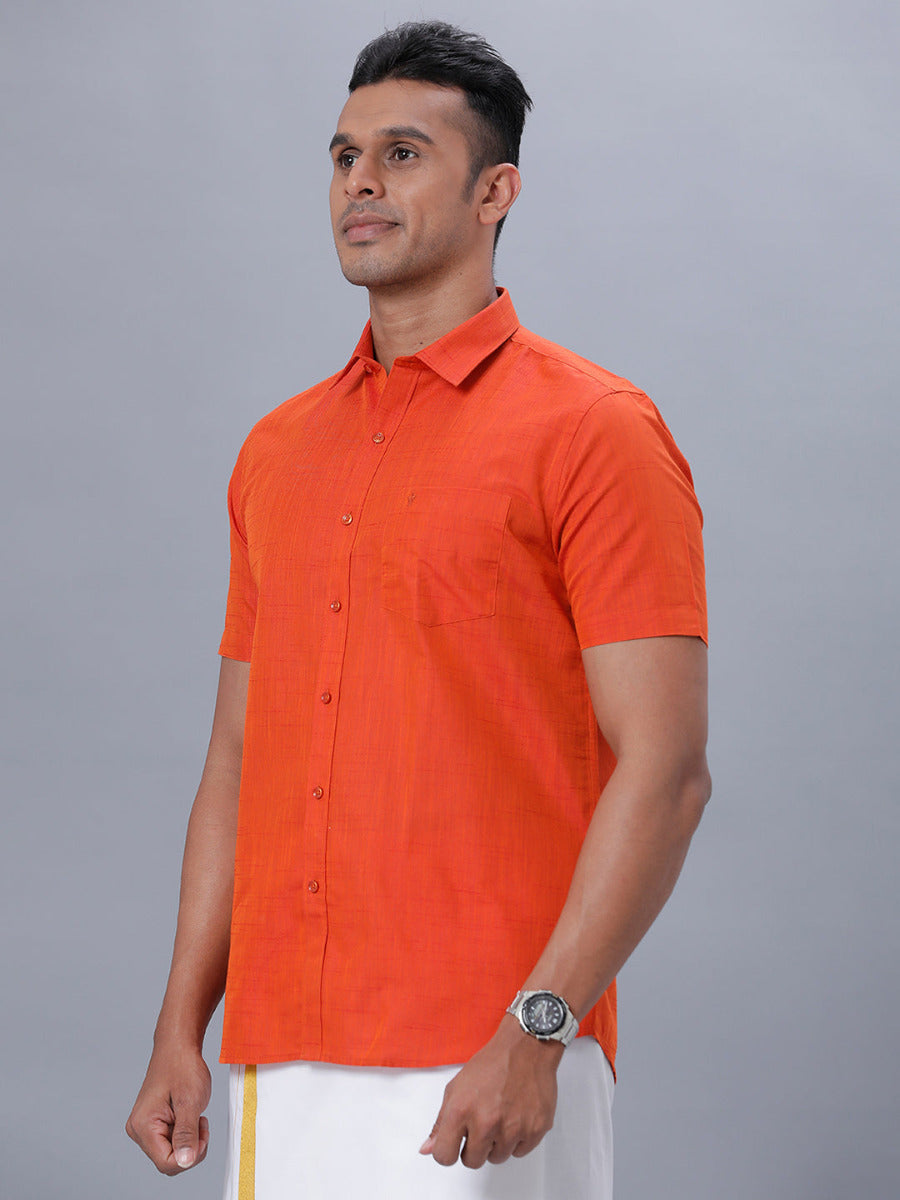 Mens Formal Shirt Half Sleeves Orange T20 CR3-Side view