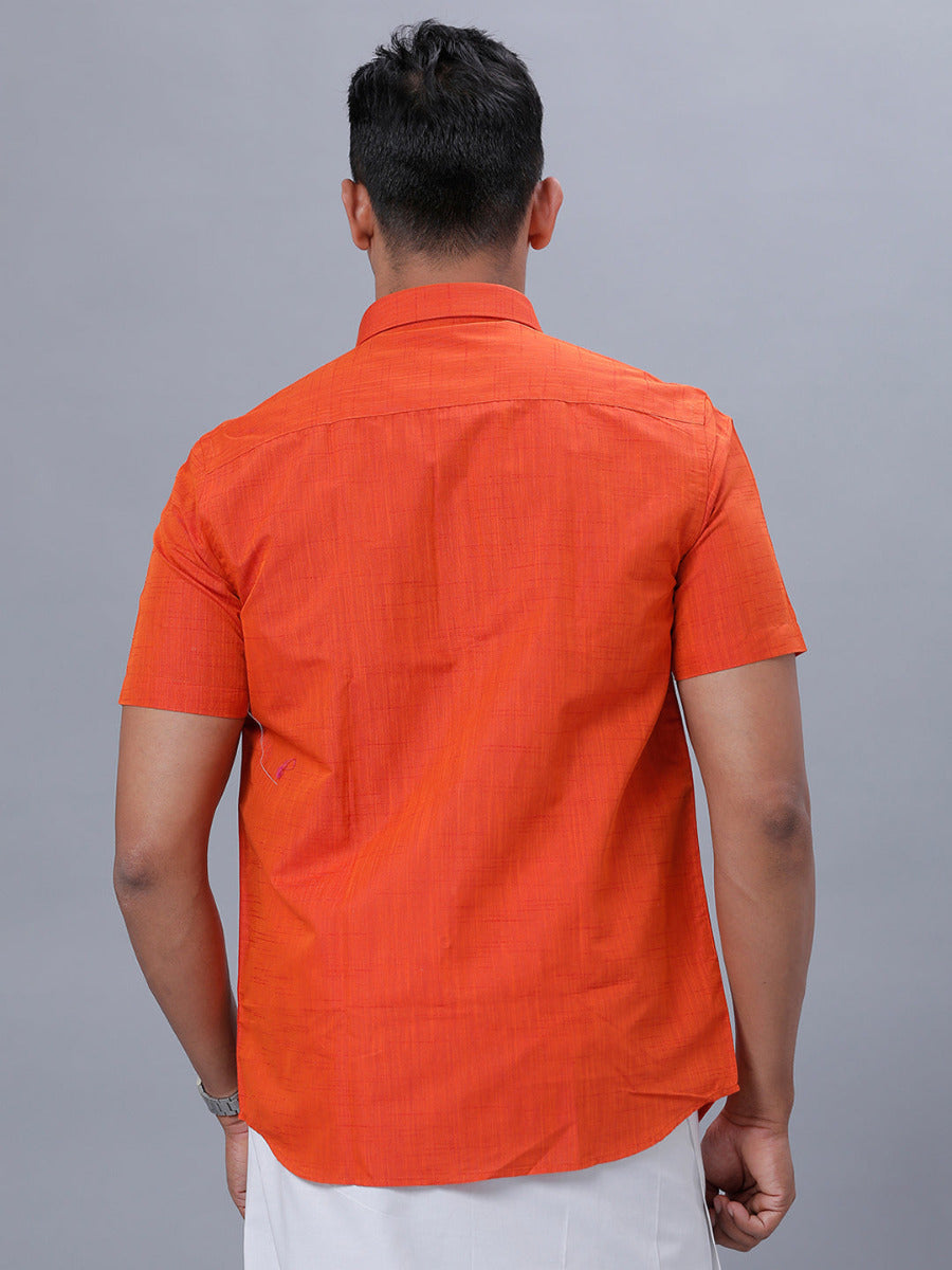 Mens Formal Shirt Half Sleeves Orange T20 CR3-Back view