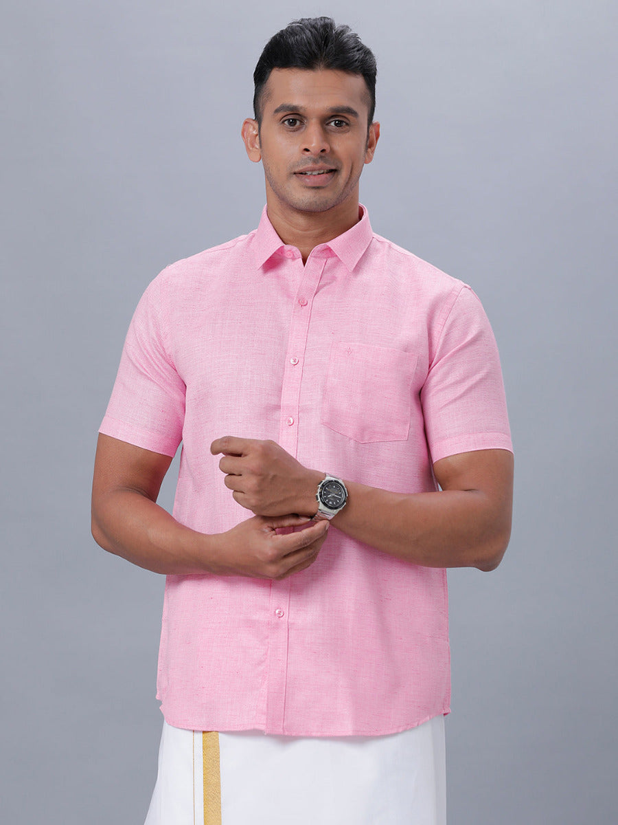 Mens Formal Shirt Half Sleeves Pink T7 CG10