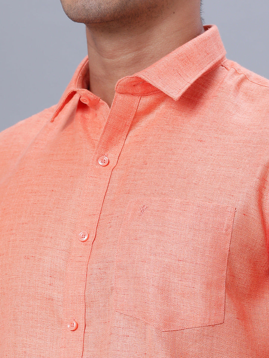 Mens Formal Shirt Half Sleeves Orange T7 CG4