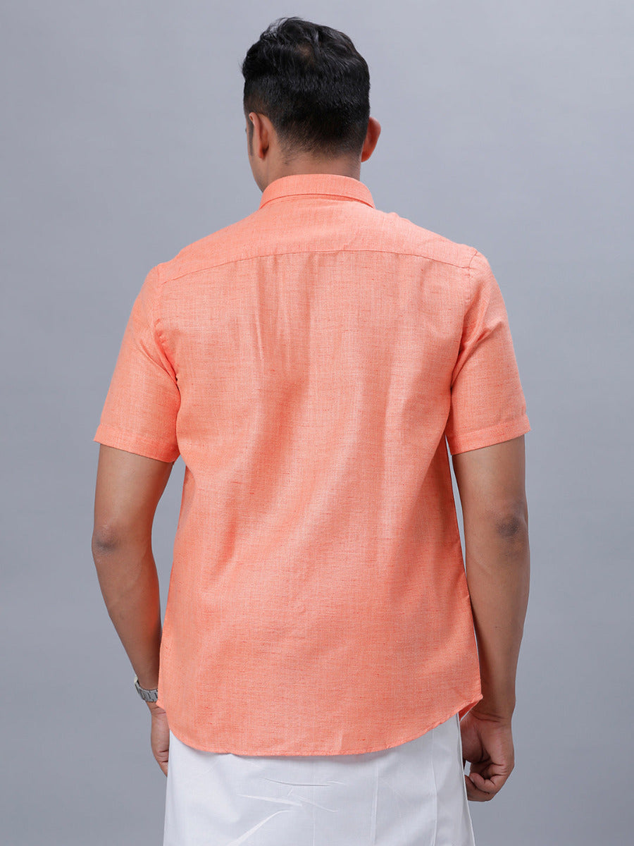 Mens Formal Shirt Half Sleeves Orange T7 CG4