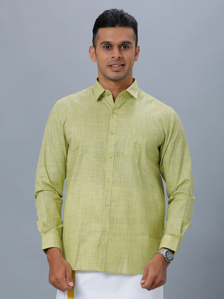 Mens Cotton Blended Formal Shirt Full Sleeves Light Green T23 CW4