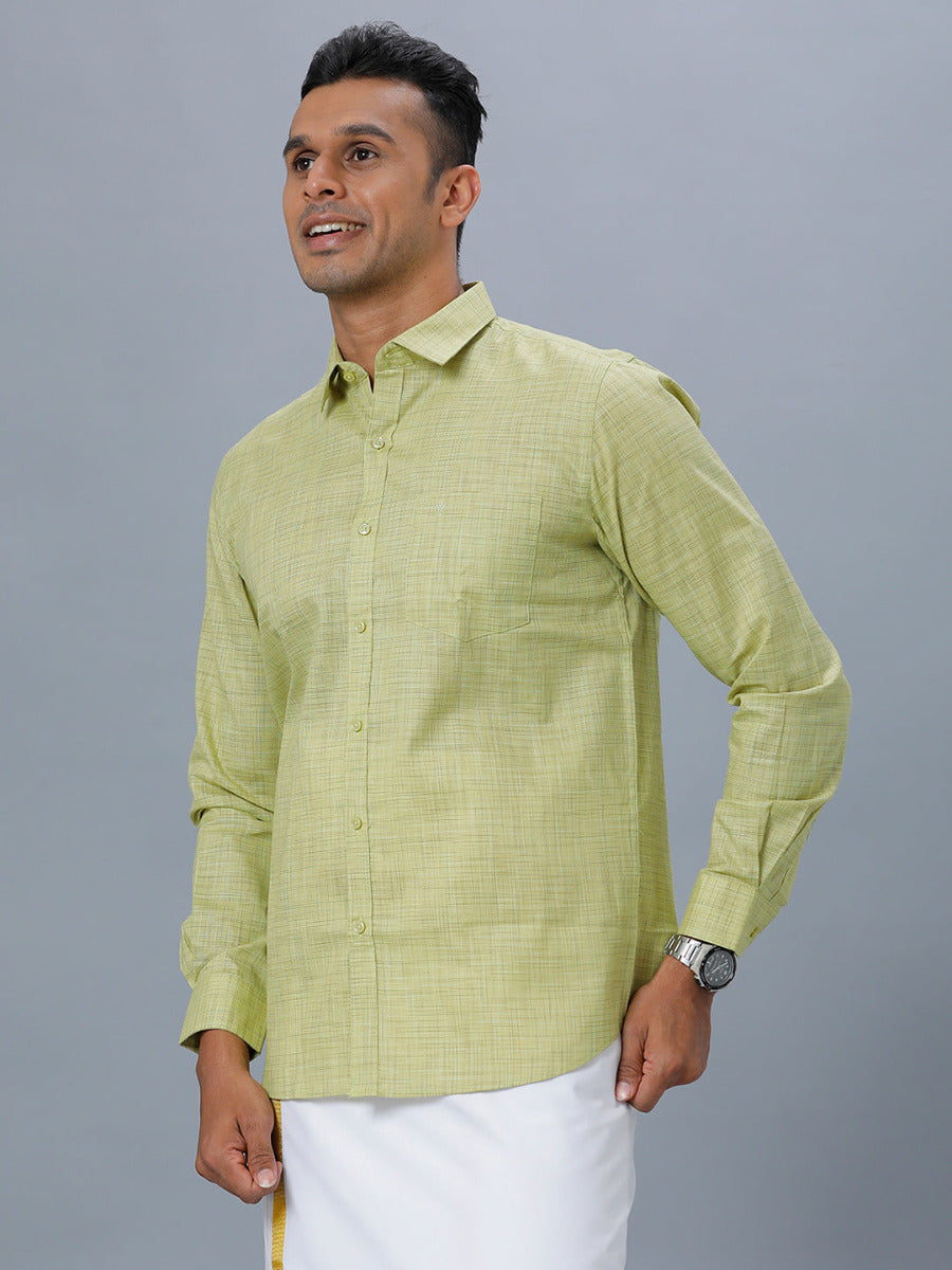 Mens Cotton Blended Formal Shirt Full Sleeves Light Green T23 CW4-Side alternative view