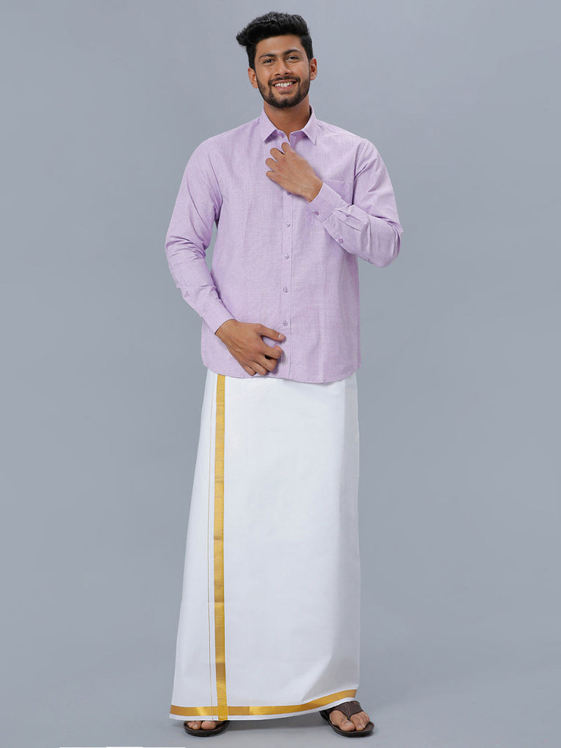 Mens Cotton Formal Full Sleeves Violet Shirt T1 GC17