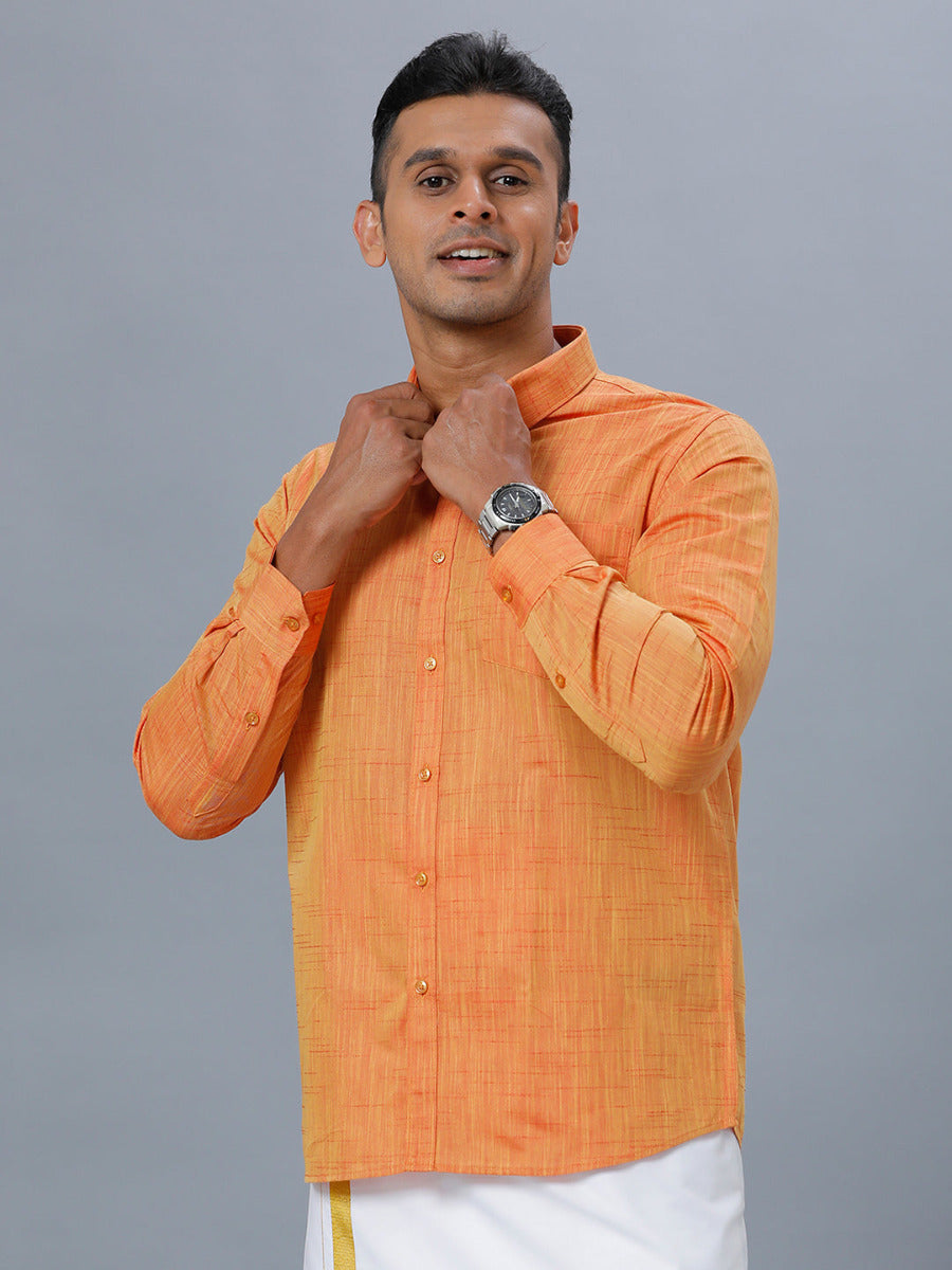 Mens Formal Shirt Full Sleeves Light Orange T20 CR5-Front view