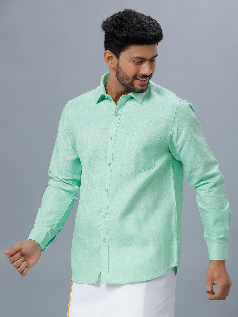 Mens Formal Shirt Full Sleeves Pista Green T25 TA3-Front view