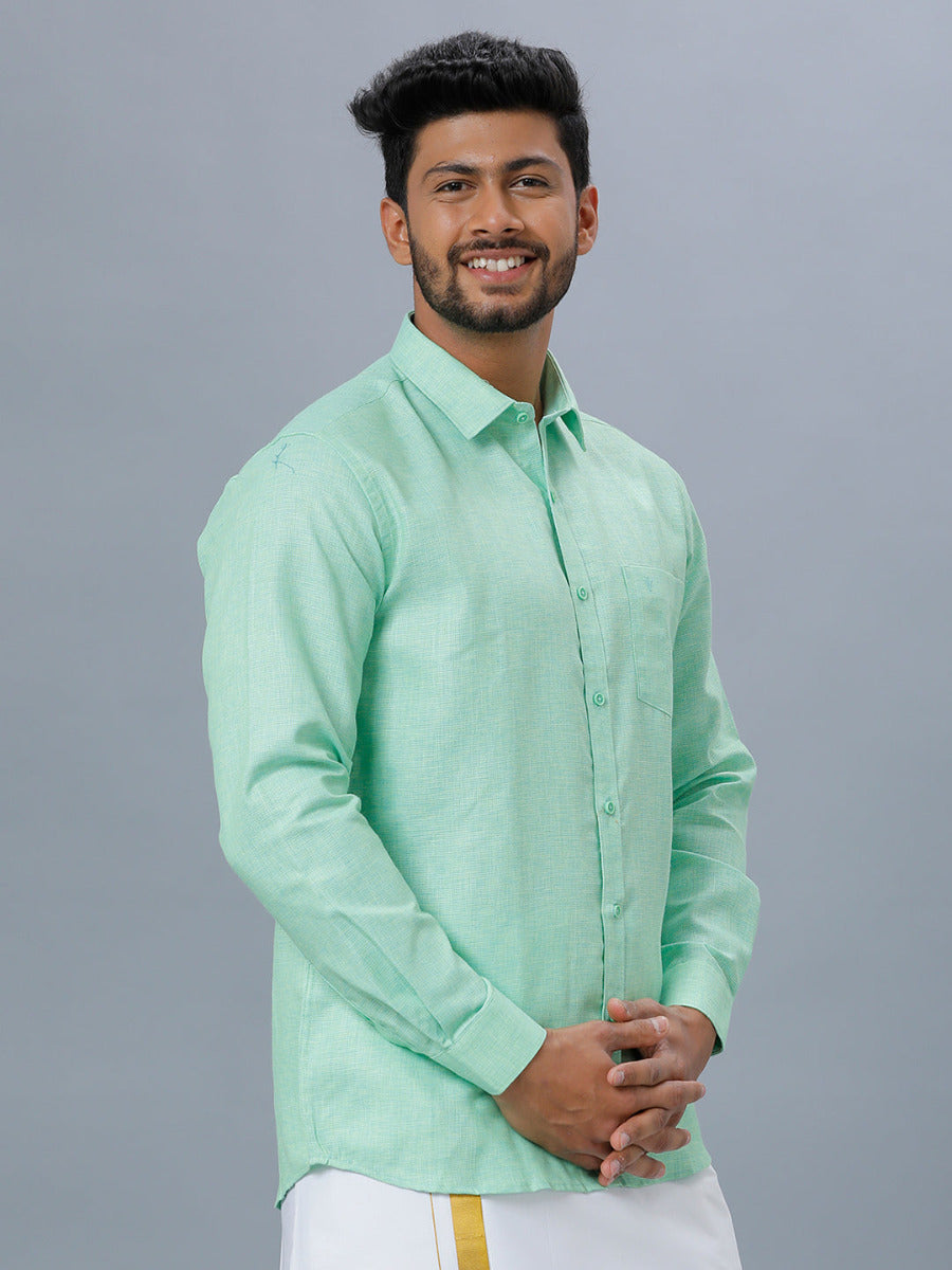 Mens Formal Shirt Full Sleeves Pista Green T25 TA3-Side view