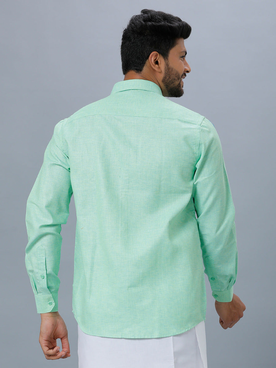 Mens Formal Shirt Full Sleeves Pista Green T25 TA3-Back view