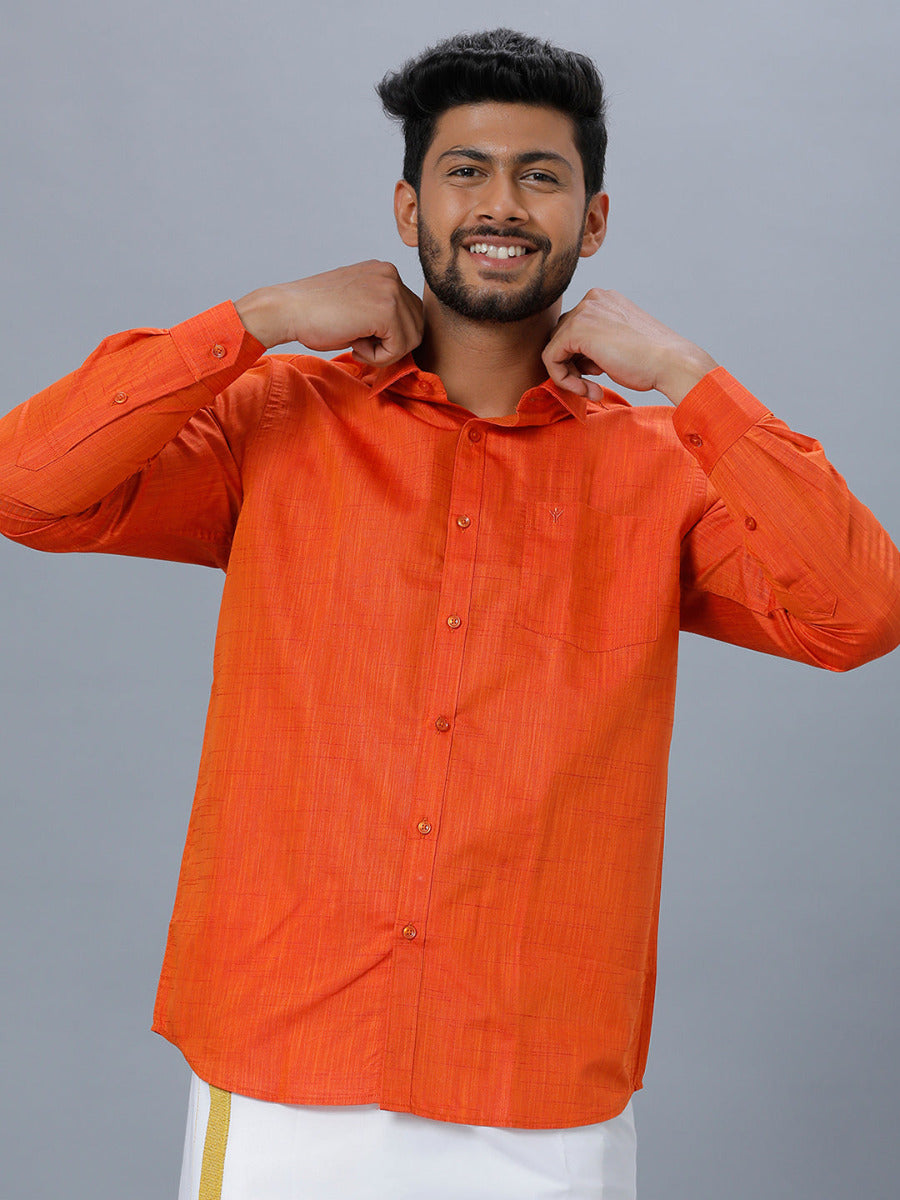 Mens Formal Shirt Full Sleeves Dark Orange T20 CR3