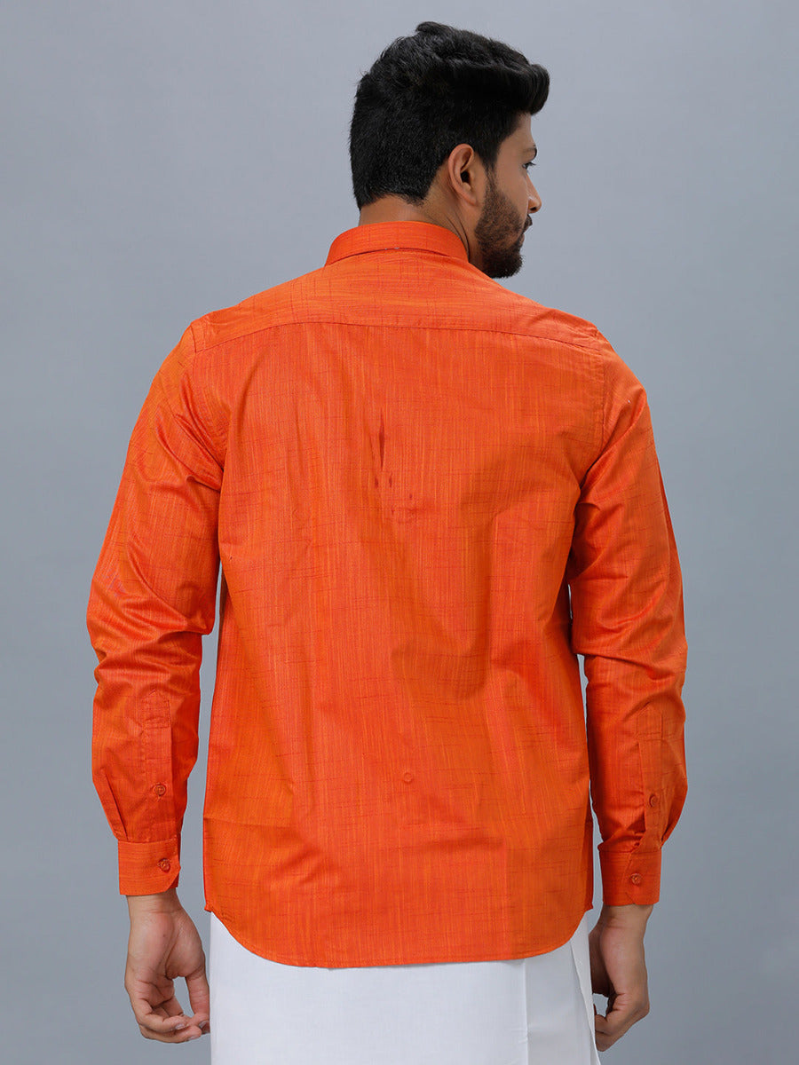 Mens Formal Shirt Full Sleeves Dark Orange T20 CR3-Back view