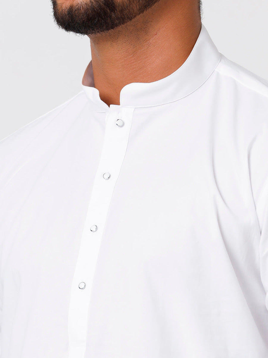 Mens Premium Cotton Long Full Sleeves Kurta and Pyjama Set White-Zoom view