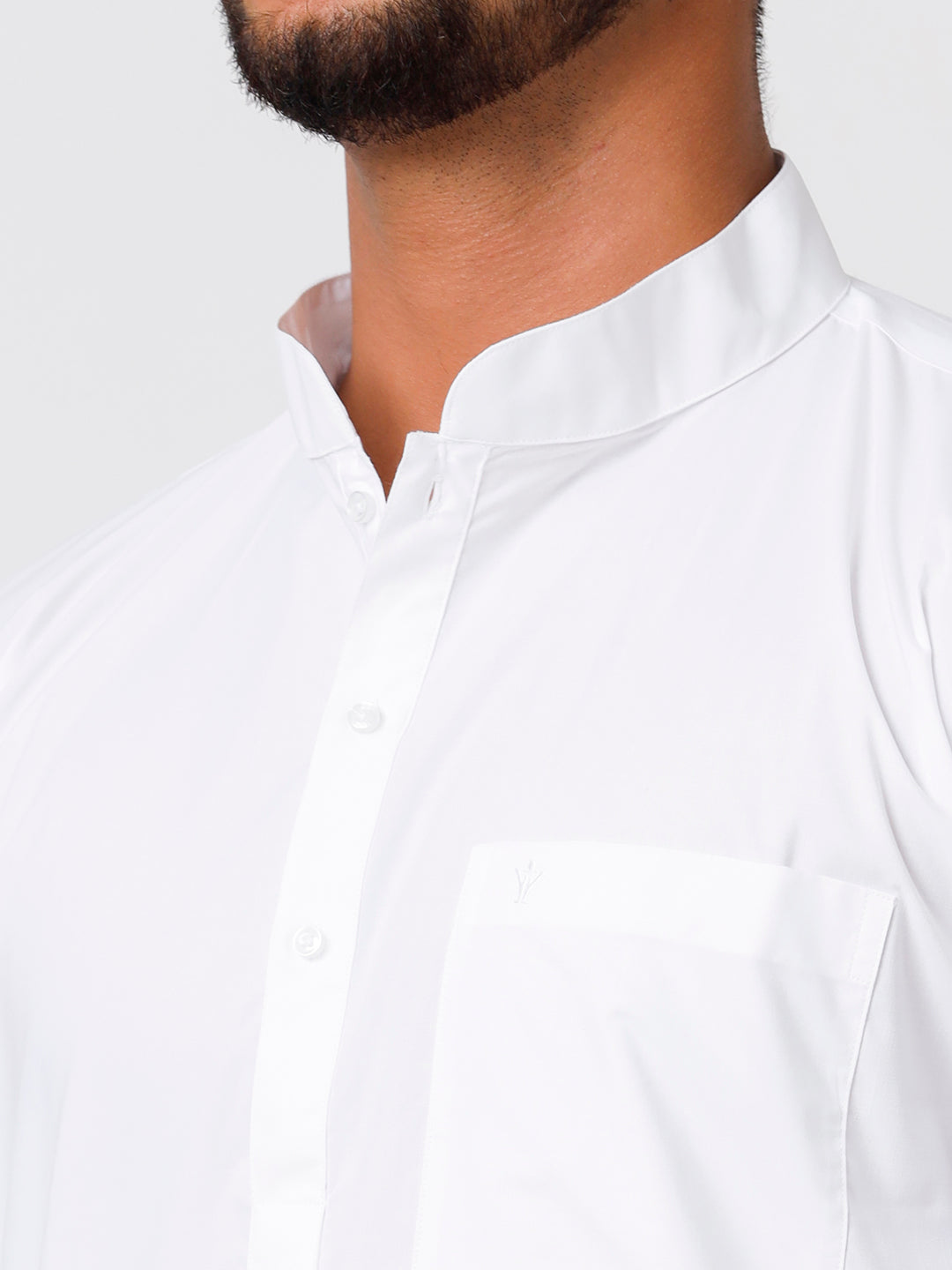 Mens Cotton Full Sleeve White Medium Kurta Top with Prayer Dhoti Comb-Zoomview