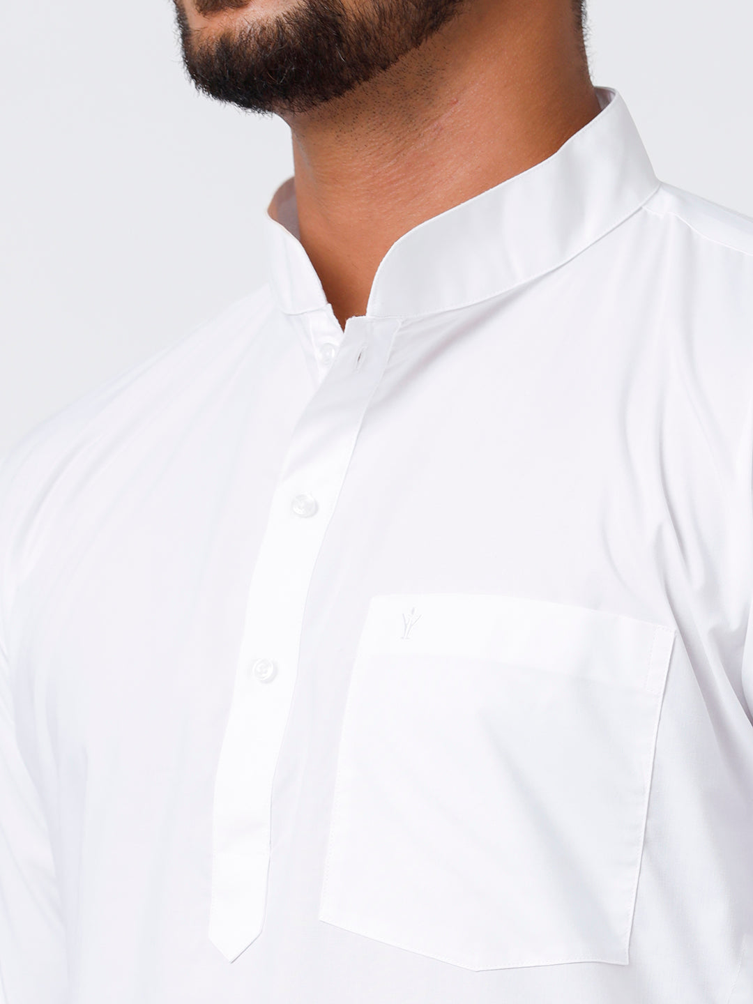 Mens Cotton Full Sleeve White Kurta Top with Prayer Dhoti Combo-Back view