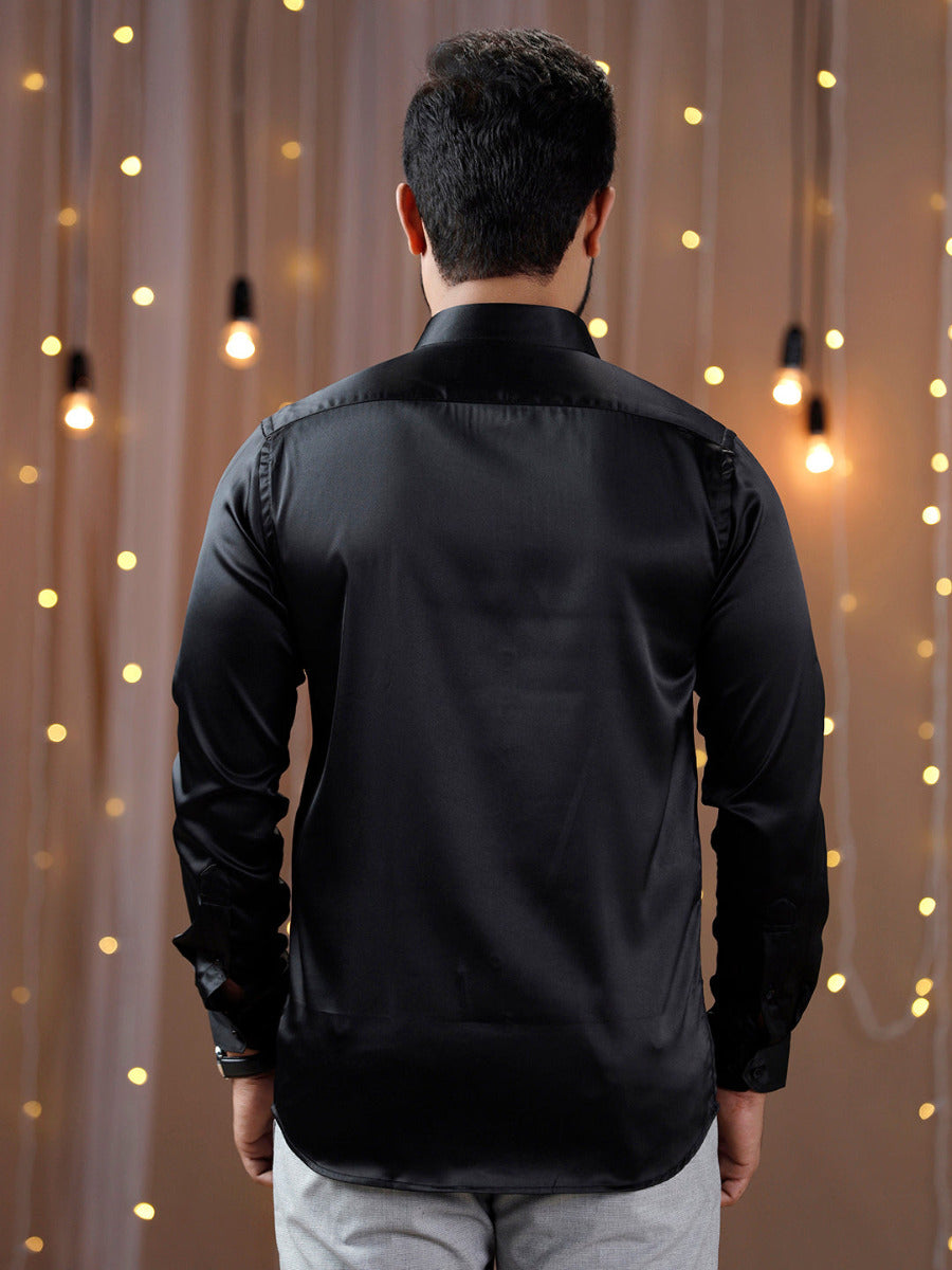 Mens Party Wear Black Full Sleeves Colour Shirt PS5-Back view