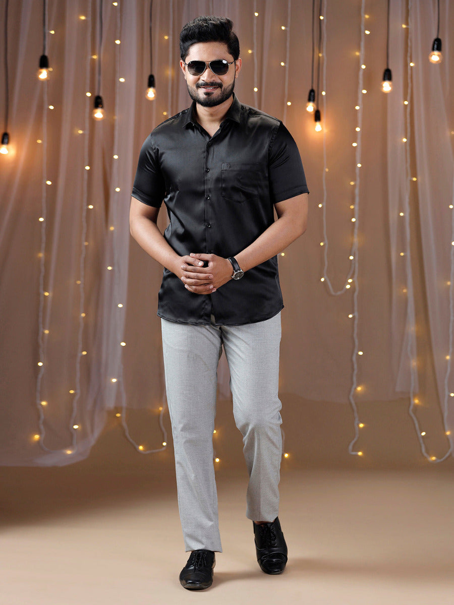 Mens Party Wear Black Half Sleeves Colour Shirt PS5-Full view