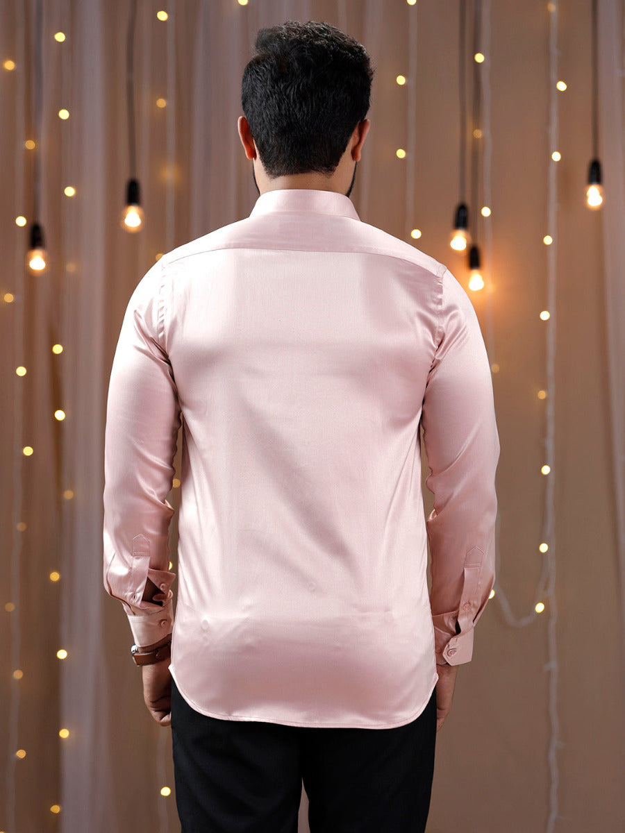 Mens Party Wear Pink Full Sleeves Colour Shirt PS9-Back view
