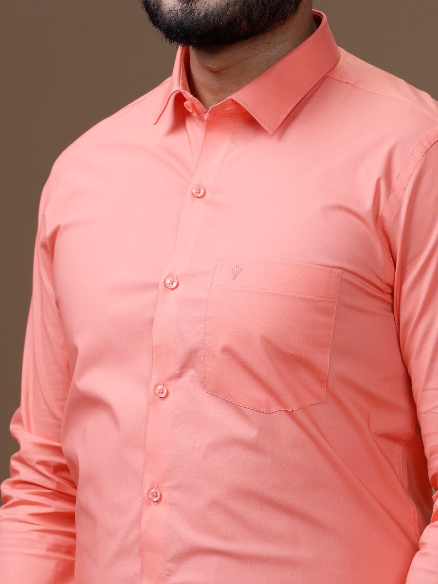 Mens Formal Cotton Spandex 2 Way Stretch Full Sleeves Light Pink Shirt LY9-Zoom view
