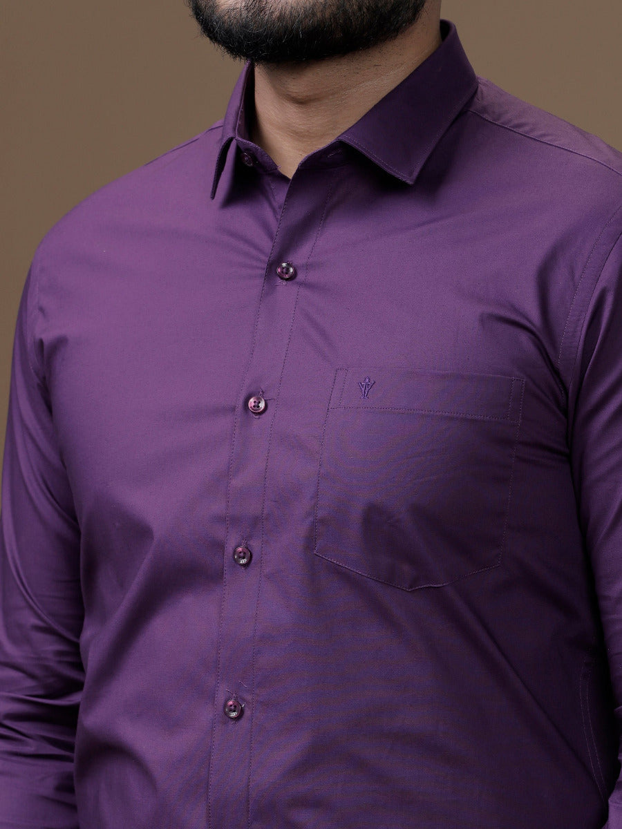Mens Formal Cotton Spandex 2 Way Stretch Full Sleeves Purple Shirt LY5-Zoom view