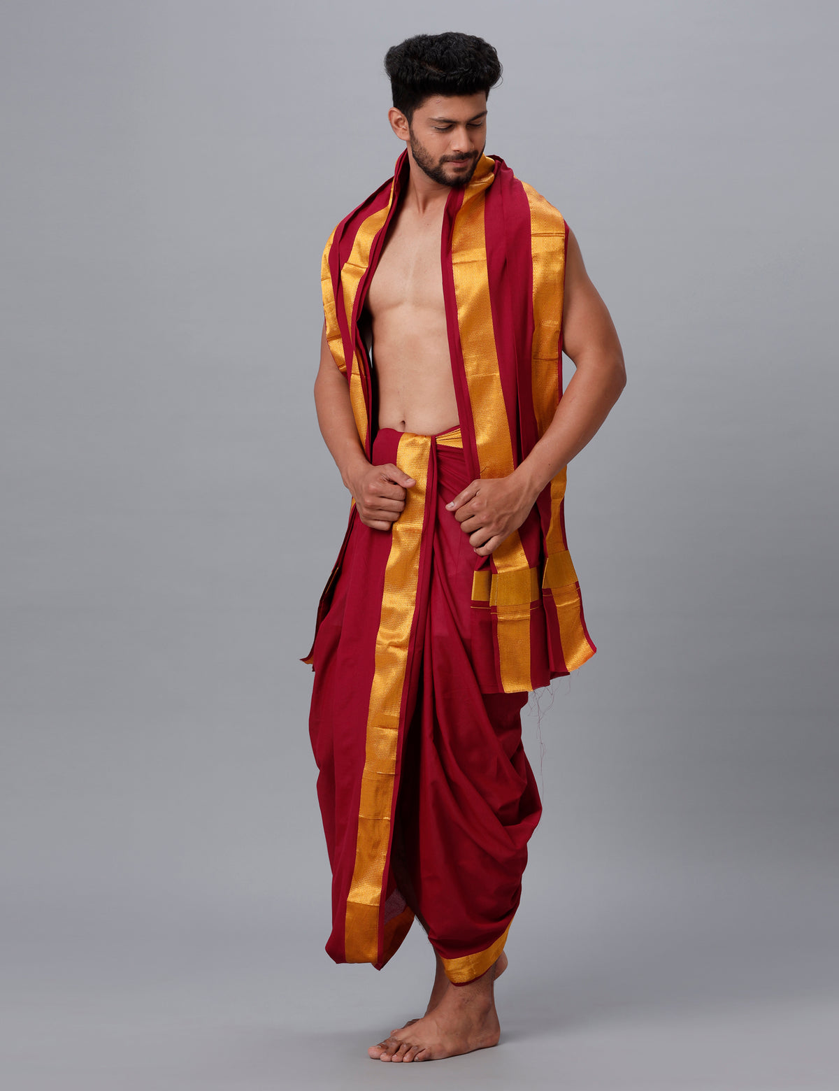 Ramraj Panchakacham with Angavasthram Dheeksha 100K Maroon (9+5)