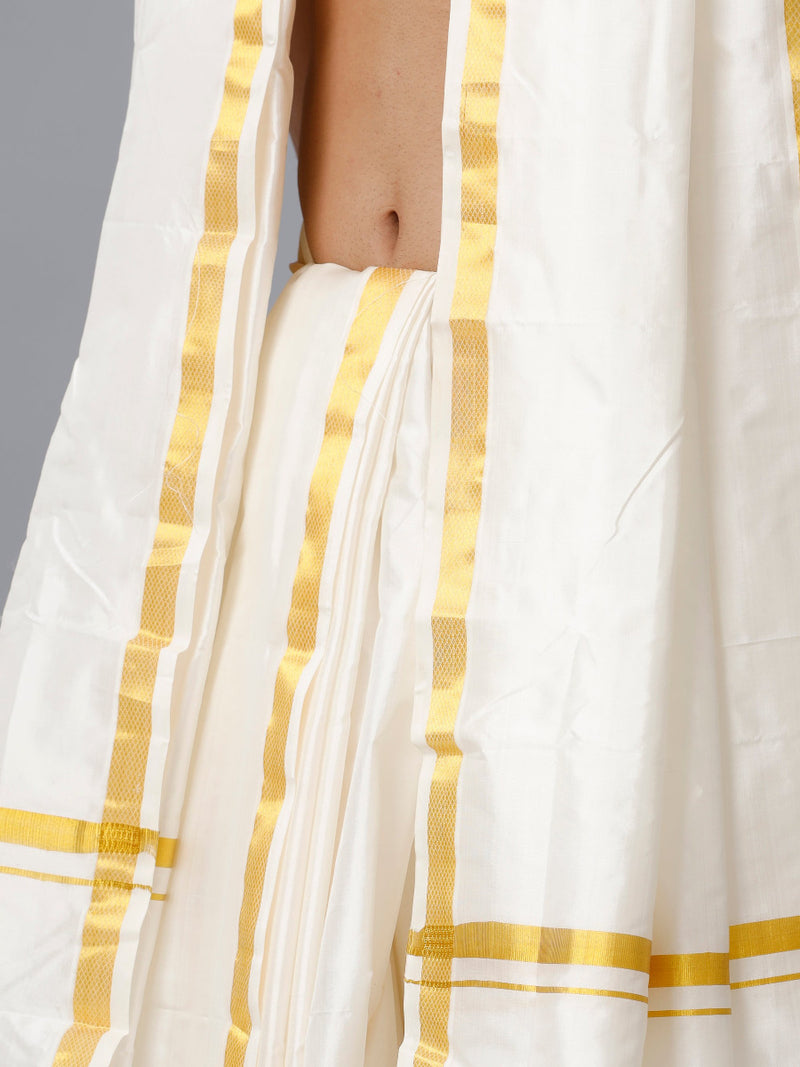 Mens Silk 60K 1" Panchakacham & Towel (9+5) Prasanthi