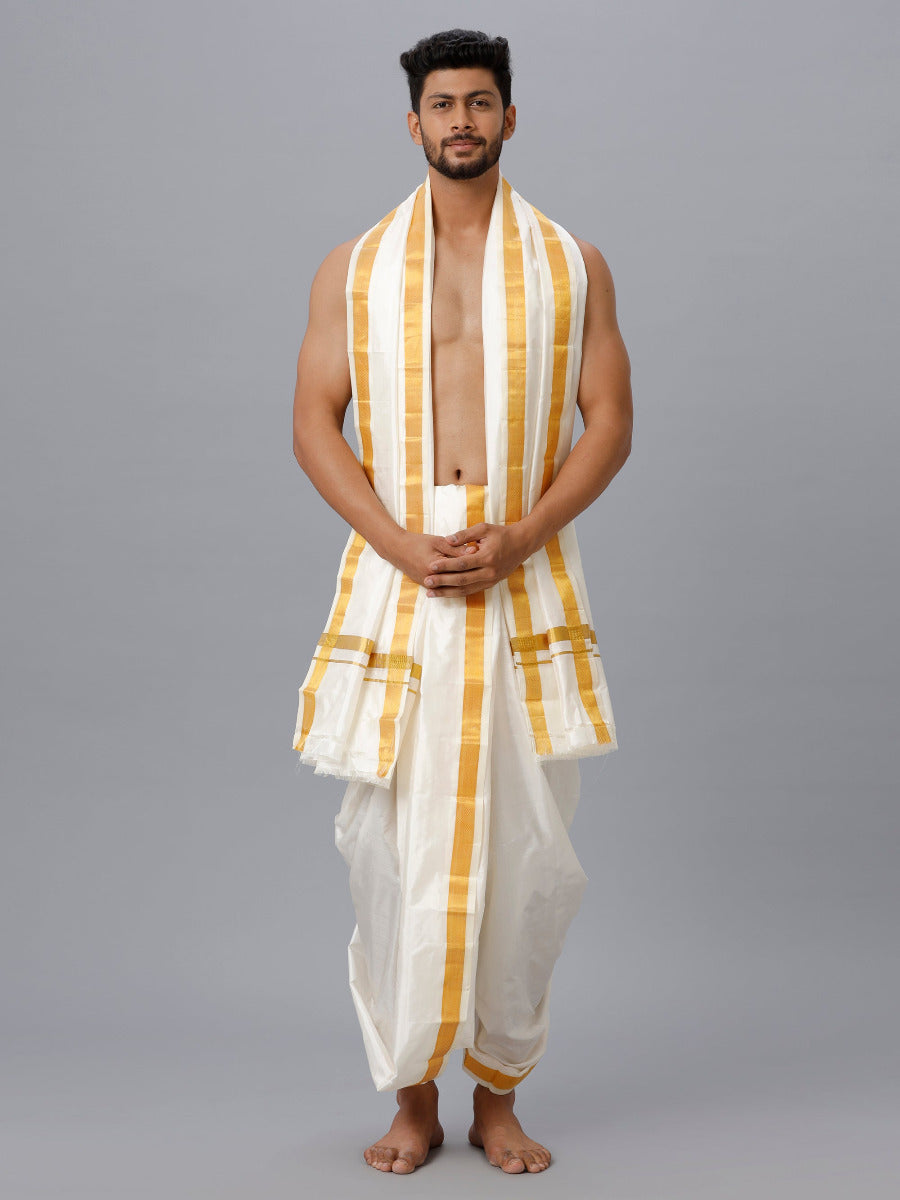 Mens Pure Silk 2" Panchakacham & Towel (9+5) Thirukalyan