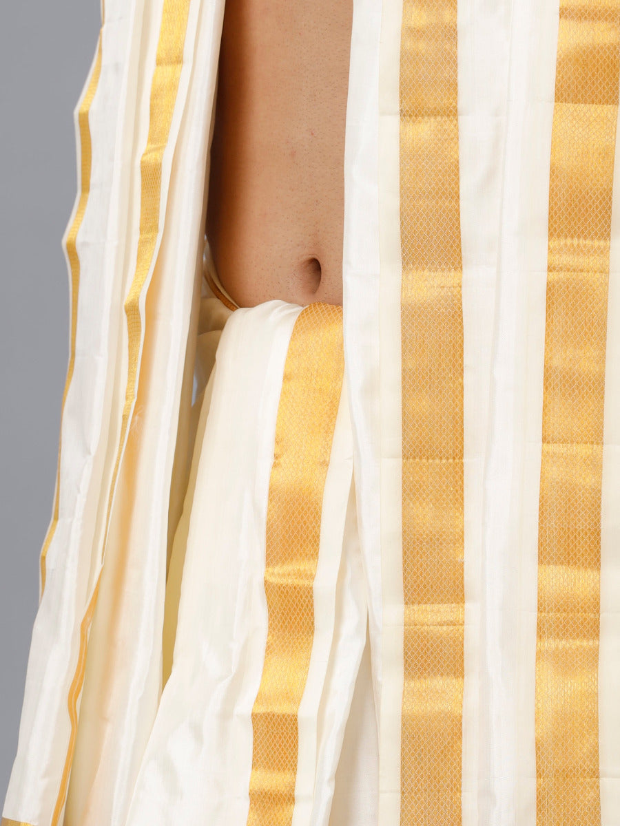 Mens Silk 80K 1 1/2" Panchakacham & Towel (9+5) Prasanthi-Bottom view