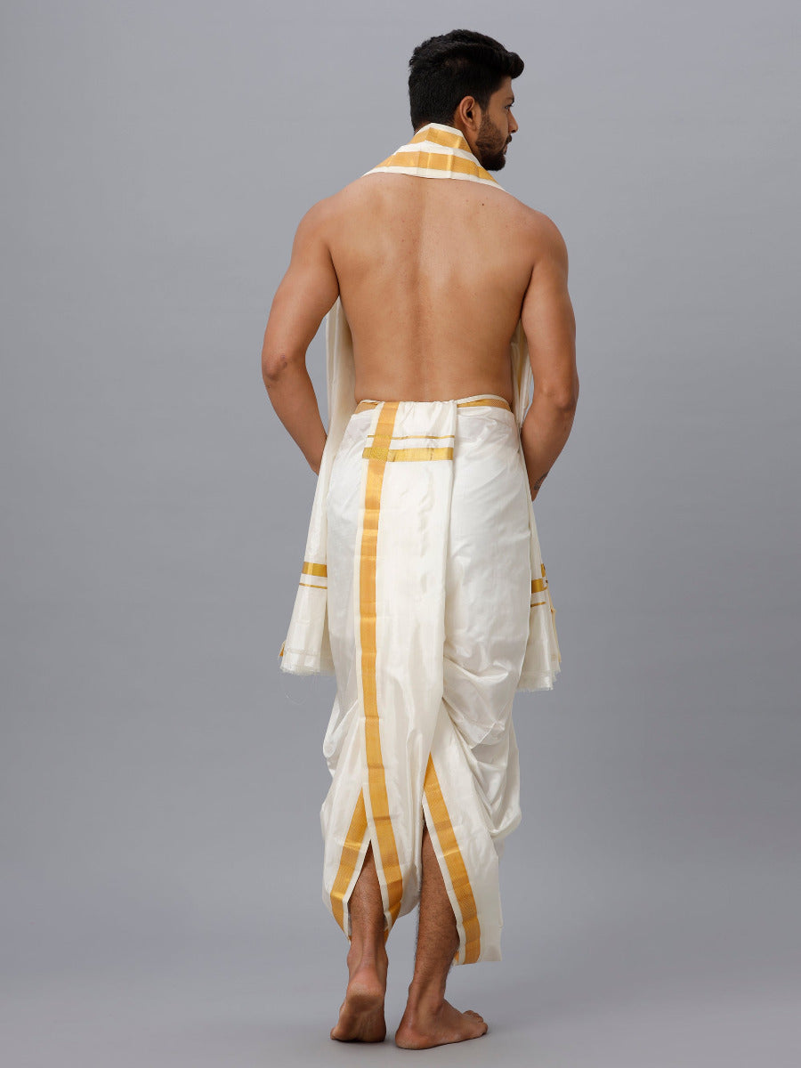 Mens Silk 80K 1 1/2" Panchakacham & Towel (9+5) Prasanthi-Back view