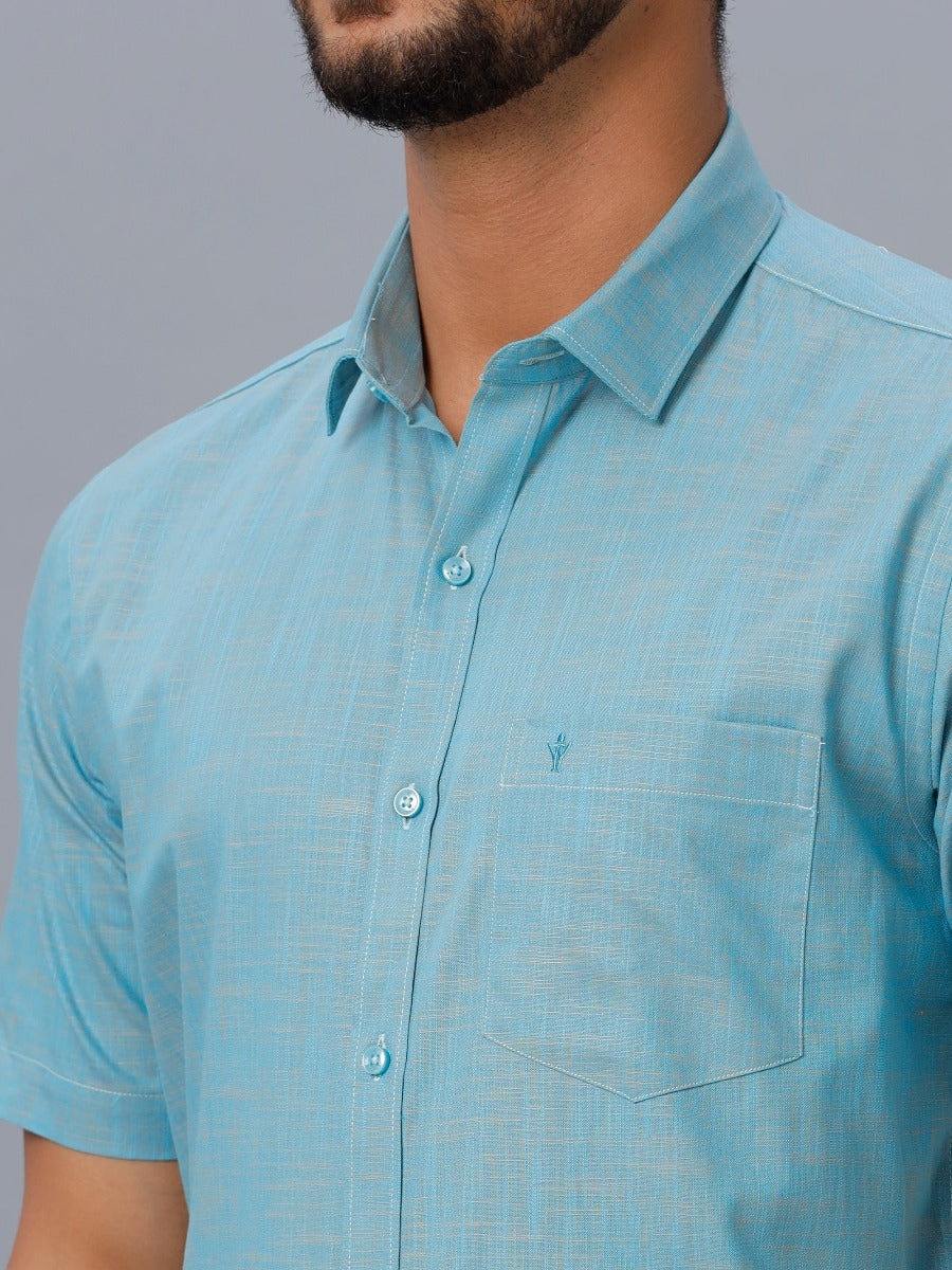 Mens Formal Shirt Half Sleeves Light Blue CL2 GT24-Zoom view